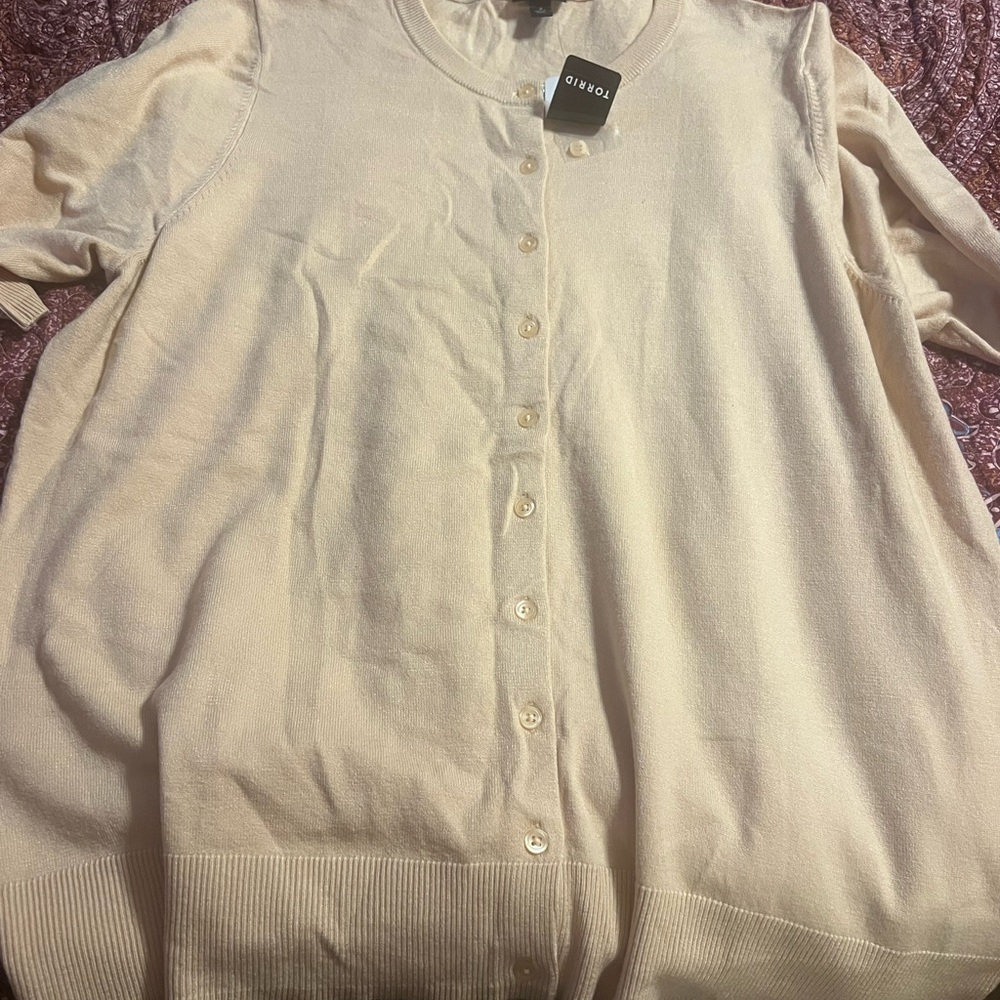 Warm weather Light Cream Button-Up Cardigan torrid